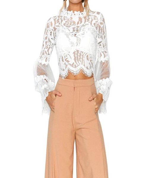 fashion2018 new fashion style spring women039s chiffon shirt thin round trumpet sleeve lace stitching hollow shirt lace 340496, White
fashion2018 new fashion style spring women039s chiffon shirt thin round trumpet sleeve lace stitching hollow shirt lace 340496, White