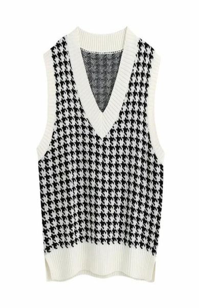 fashion oversized houndstooth knitted vest sweater for women girls vintage sleeveless side vents female waistcoat chic 1289168, White;black
fashion oversized houndstooth knitted vest sweater for women girls vintage sleeveless side vents female waistcoat chic 1289168, White;black