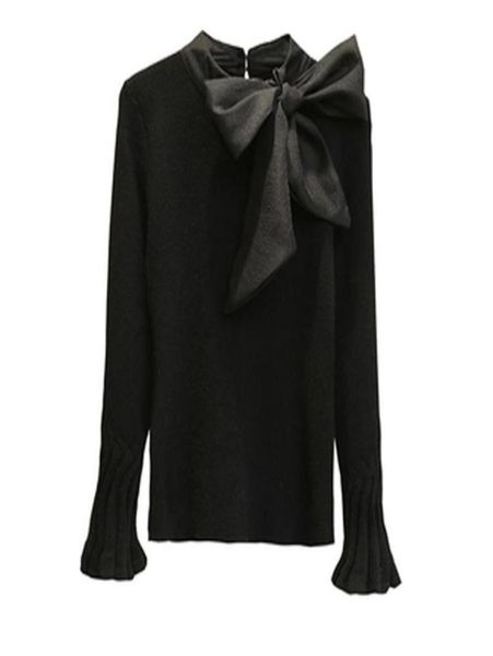flare sleeve elegant sweater big bow collar women korean style knitted ladies pullovers tees belt 7714159, White;black
flare sleeve elegant sweater big bow collar women korean style knitted ladies pullovers tees belt 7714159, White;black