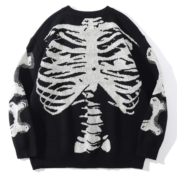 men's sweaters lacible harajuku skeleton bone knitted sweater streetwear jumpers autumn hip hop casual pullover men fashion loose 2308, White;black
men's sweaters lacible harajuku skeleton bone knitted sweater streetwear jumpers autumn hip hop casual pullover men fashion loose 2308, White;black