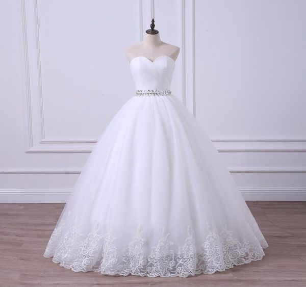 beaded tulle ball gown wedding dresses 2019 sweetheart simple wedding gowns lace up wedding dress floor length8190696, White