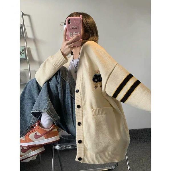 women's knits tees autumn and winter sweater bear postman lazy wind sweater sweet cardigan jacket loose outer wear college wind sweater, White
women's knits tees autumn and winter sweater bear postman lazy wind sweater sweet cardigan jacket loose outer wear college wind sweater, White