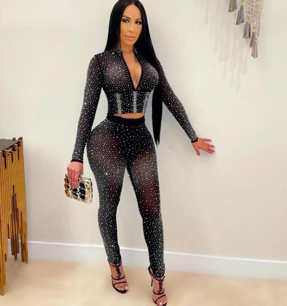 women039s two piece pants 2022 arrivals shiny crystal suit black autumn seethrough rhine rivet cropped and leggings2617162, White
women039s two piece pants 2022 arrivals shiny crystal suit black autumn seethrough rhine rivet cropped and leggings2617162, White