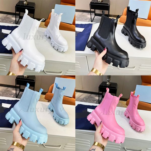 designer monolith boots men women ankle boot shiny leather nylon combat booties outdoor thick bottom stretch boot with box, Black
designer monolith boots men women ankle boot shiny leather nylon combat booties outdoor thick bottom stretch boot with box, Black