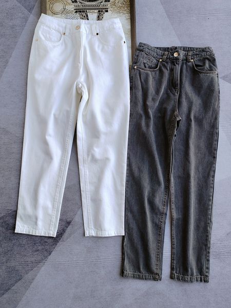 women s pants s 2023 autumn women two color bead chain modified pocket denim casual 230808, Black;white
women s pants s 2023 autumn women two color bead chain modified pocket denim casual 230808, Black;white