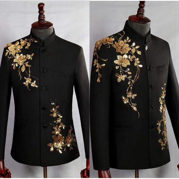 tang tunic jacket men wedding coat chinese style floral embroidery patterns stand collar suit for business prom only blazer, Black;gray
tang tunic jacket men wedding coat chinese style floral embroidery patterns stand collar suit for business prom only blazer, Black;gray