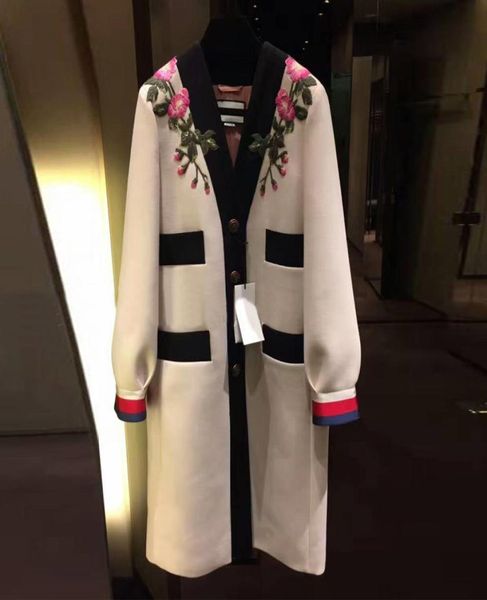 womens wool blends runway fashion trench v neck single breasted contrast color vintage embroidery flower coat beige8311963, Black
womens wool blends runway fashion trench v neck single breasted contrast color vintage embroidery flower coat beige8311963, Black