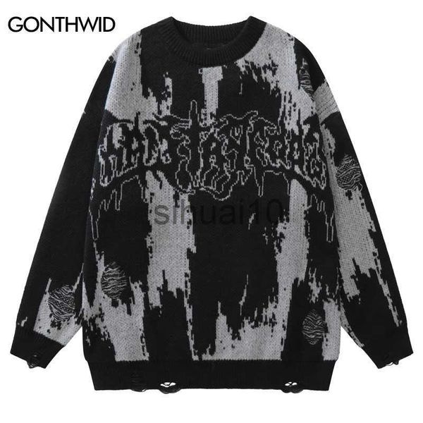 men's sweaters hip hop ripped sweaters grunge y2k vintage knitted punk gothic streetwear jumpers men women harajuku fashion pullover j2, White;black
men's sweaters hip hop ripped sweaters grunge y2k vintage knitted punk gothic streetwear jumpers men women harajuku fashion pullover j2, White;black