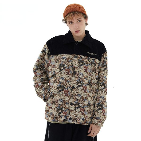 men's hoodies sweatshirts fashion splice bear print men's jacket autumn high street corduroy coat ins simple streetwear jacket men, Black
men's hoodies sweatshirts fashion splice bear print men's jacket autumn high street corduroy coat ins simple streetwear jacket men, Black