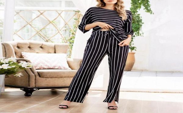 women casual twopiece sets 2020 autumn spring ladies 34 sleeves long pants elegant oneck striped leisure suit pus size13725459, Gray
women casual twopiece sets 2020 autumn spring ladies 34 sleeves long pants elegant oneck striped leisure suit pus size13725459, Gray