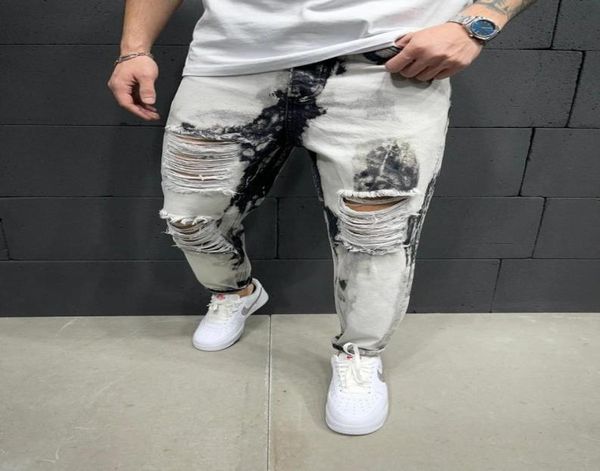 men039s jeans premium boyfriend paint street style012348570416, Blue