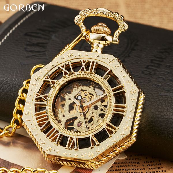 pocket watches classic hexagonal mechanical pocket watch fob chain steampunk roman dial skeleton golden hollow steel mens pocket watch 23080, Slivery;golden
pocket watches classic hexagonal mechanical pocket watch fob chain steampunk roman dial skeleton golden hollow steel mens pocket watch 23080, Slivery;golden