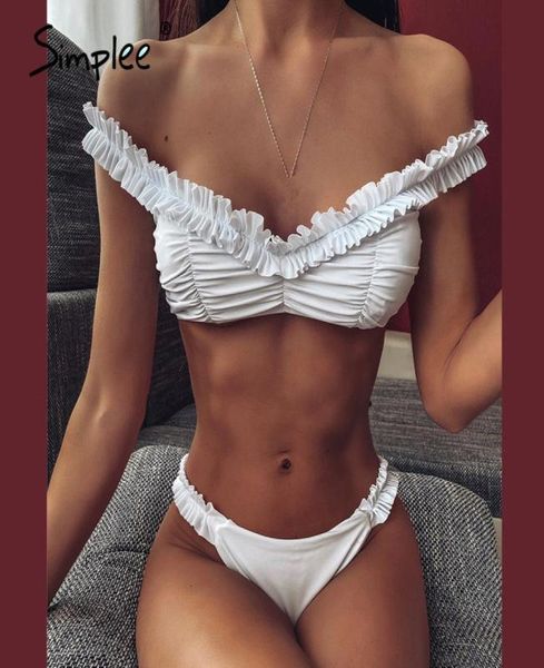 women039s swimwear simplee ruched white bikini elegant ruffled two pieces summer beach pleated high cut push up women swim9235414, White;black
women039s swimwear simplee ruched white bikini elegant ruffled two pieces summer beach pleated high cut push up women swim9235414, White;black