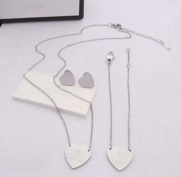 luxury brand designer fashion jewelry sets women lady love titanium steel engraved letter 18k gold plated earrings&necklace set high end hea, Silver
luxury brand designer fashion jewelry sets women lady love titanium steel engraved letter 18k gold plated earrings&necklace set high end hea, Silver