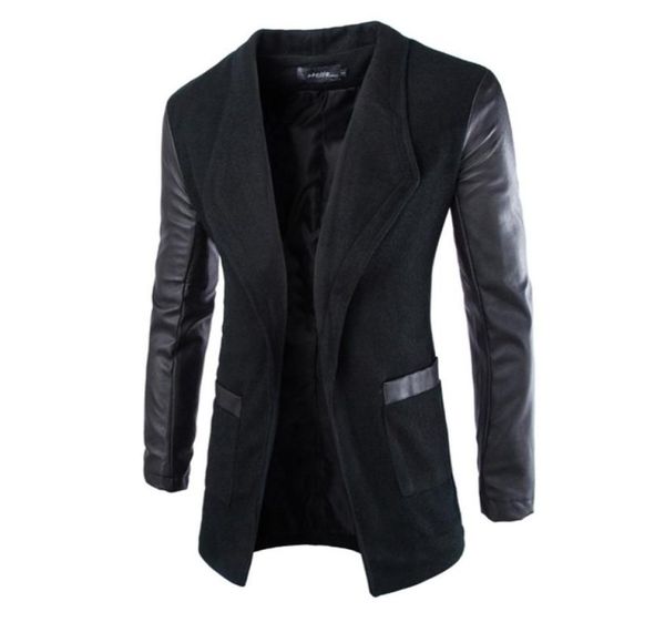 new fashion winter leather sleeve long wool men coat casual slim fit men jacket coat patchwork solid long outwear4390406, Black
new fashion winter leather sleeve long wool men coat casual slim fit men jacket coat patchwork solid long outwear4390406, Black