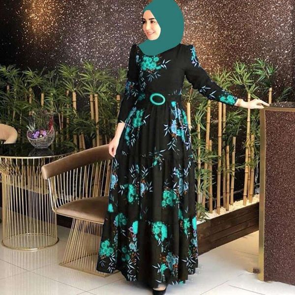 spring and summer womens clothing round neck long sleeved retro muslim dress, Black;gray
spring and summer womens clothing round neck long sleeved retro muslim dress, Black;gray