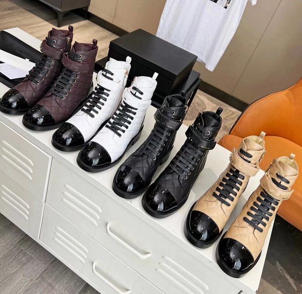2023 autumn and winter new diamond lattice splicing patent leather round head thick heels lace-up fashion everything martin boots woman, Black
2023 autumn and winter new diamond lattice splicing patent leather round head thick heels lace-up fashion everything martin boots woman, Black
