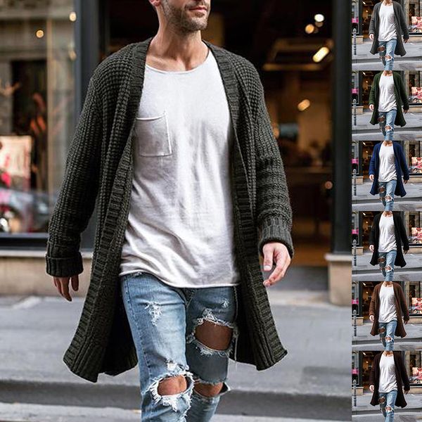 men's sweaters men knit cardigans sweater coats fashion trench solid color open front long sweaters coat male clothes 230807, White;black
men's sweaters men knit cardigans sweater coats fashion trench solid color open front long sweaters coat male clothes 230807, White;black