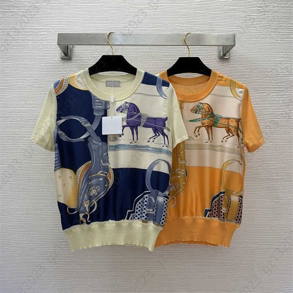 summer designer knit t shirt women blouse 19mm 100% silk twill patchwork carriage belt printed crew neck pullover short sleeve jumper womens, White
summer designer knit t shirt women blouse 19mm 100% silk twill patchwork carriage belt printed crew neck pullover short sleeve jumper womens, White