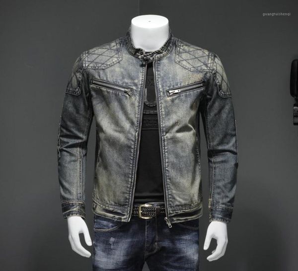 men039s blue denim vintage classic biker motorcycle jacket stand collar retro slim fit distressed racer jeans coat drop jackets5979894, Black;brown
men039s blue denim vintage classic biker motorcycle jacket stand collar retro slim fit distressed racer jeans coat drop jackets5979894, Black;brown