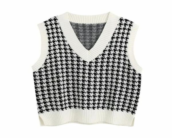 fashion oversized houndstooth knitted vest sweater for women girls vintage sleeveless side vents female waistcoat chic 6793938, White;black
fashion oversized houndstooth knitted vest sweater for women girls vintage sleeveless side vents female waistcoat chic 6793938, White;black
