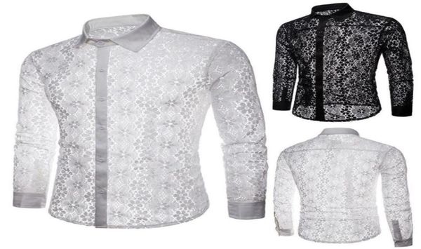 men long sleeve solid color lace see through clubwear buttons down shirt men039s casual shirts7594123, White;black
men long sleeve solid color lace see through clubwear buttons down shirt men039s casual shirts7594123, White;black