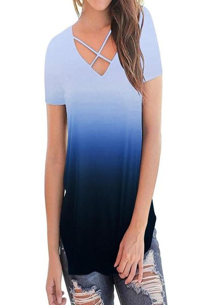 2021 women shirt gradient color tee short sleeve female summer tshirts casual v neck femme camisetas2327702, White
2021 women shirt gradient color tee short sleeve female summer tshirts casual v neck femme camisetas2327702, White