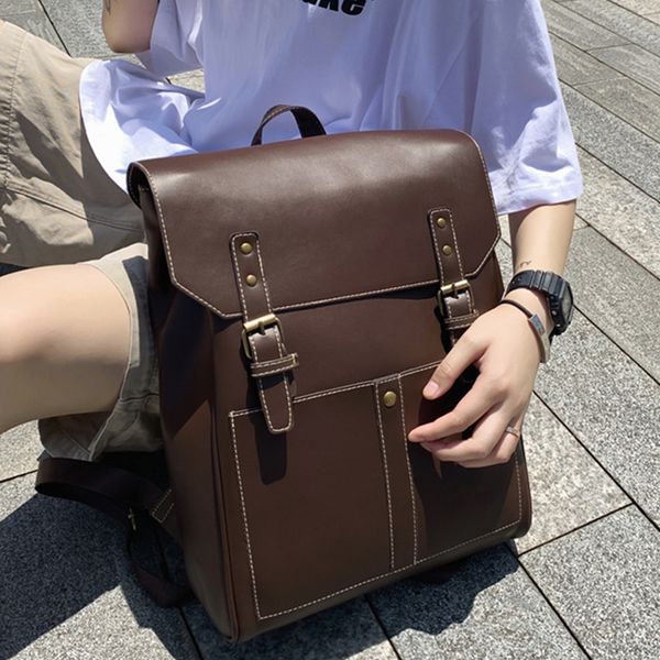 school bags vintage large capacity women backpack pu leather female shoulder bag travel books rucksack mochila sac 230807
school bags vintage large capacity women backpack pu leather female shoulder bag travel books rucksack mochila sac 230807