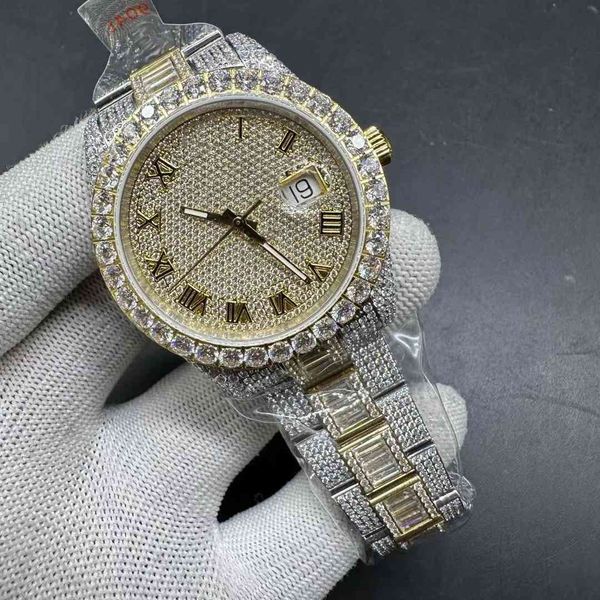 iced out men watches yellow gold 2tone case 41mm diamonds roman diamonds dial diamond bracelet cz stones shiny watch, Slivery;brown
iced out men watches yellow gold 2tone case 41mm diamonds roman diamonds dial diamond bracelet cz stones shiny watch, Slivery;brown