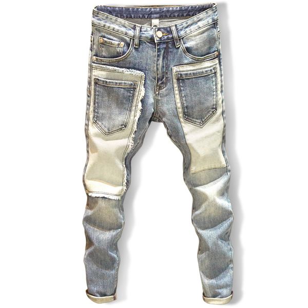 men denim jeans straight worn hole jeans europe and america classic old multiple pockets pants pantalones hombre y2k streetwear cargo pants, Blue
men denim jeans straight worn hole jeans europe and america classic old multiple pockets pants pantalones hombre y2k streetwear cargo pants, Blue
