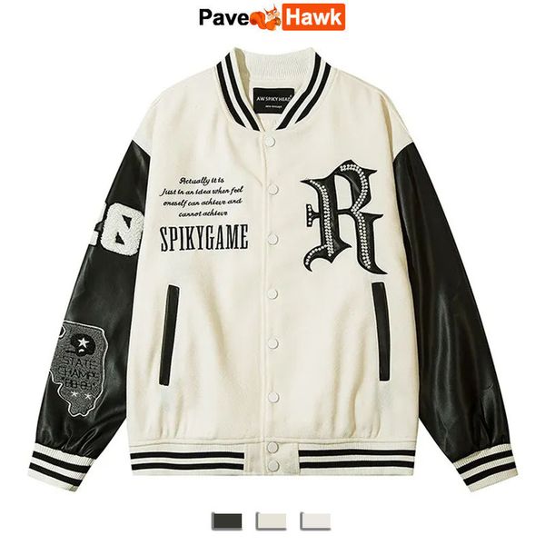 mens jackets varsity baseball bomber jacket men loose college pearl embroidery vintage patchwork coats streetwear 230808, Black;brown
mens jackets varsity baseball bomber jacket men loose college pearl embroidery vintage patchwork coats streetwear 230808, Black;brown