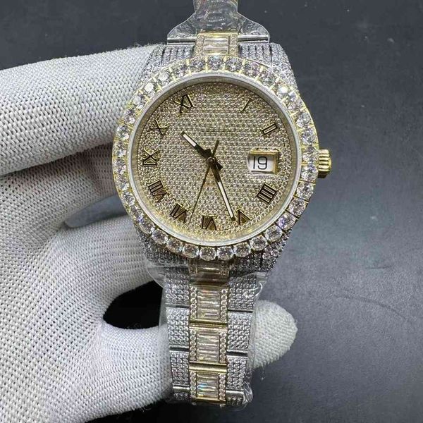 iced out men watches yellow gold 2tone case 41mm diamonds roman diamonds dial diamond bracelet cz stones shiny watch, Slivery;brown
iced out men watches yellow gold 2tone case 41mm diamonds roman diamonds dial diamond bracelet cz stones shiny watch, Slivery;brown