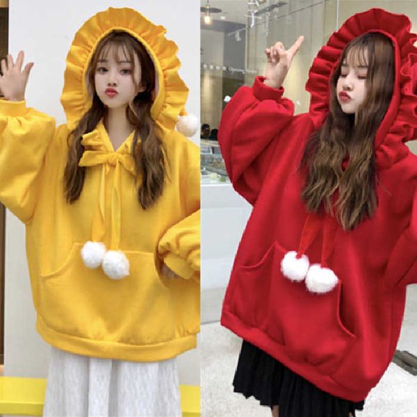 no brand name autumn and winter plush thickened bow rabbit hair rabbit hair ball ruffle plush hooded sweater korean student, Black
no brand name autumn and winter plush thickened bow rabbit hair rabbit hair ball ruffle plush hooded sweater korean student, Black