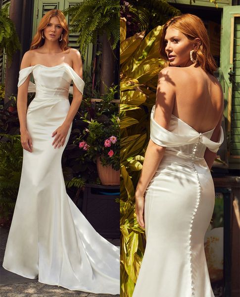 elegant long off shoulder satin wedding dresses with buttons mermaid pleats sweep train ivory vestidos de novia abendkleider bridal gowns fo, White
elegant long off shoulder satin wedding dresses with buttons mermaid pleats sweep train ivory vestidos de novia abendkleider bridal gowns fo, White