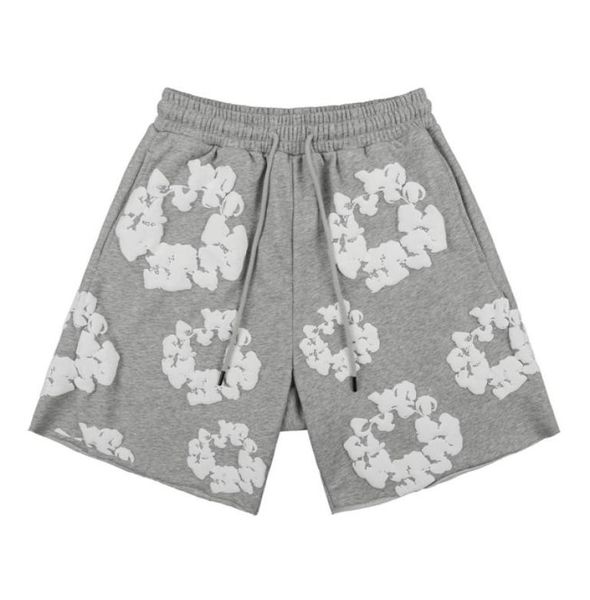 2022 casual summer europe usa flower puff print shorts women men high street oversize string running pocket pants jogging short sw8780123, White;black 
2022 casual summer europe usa flower puff print shorts women men high street oversize string running pocket pants jogging short sw8780123, White;black