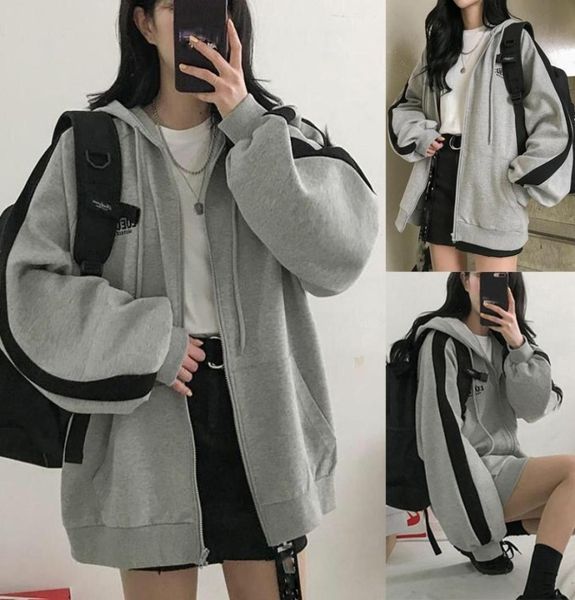 harajuku style gray oversize student outwear fashion women splicing hooded long sleeve loose korean style coat streetwear cx206199213, Black
harajuku style gray oversize student outwear fashion women splicing hooded long sleeve loose korean style coat streetwear cx206199213, Black