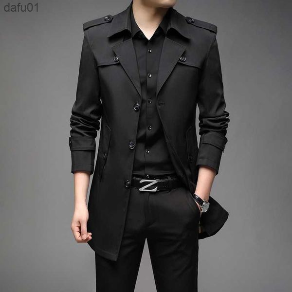 new spring men trench fashion england style long trench coats mens casual outerwear jackets windbreaker brand mens clothing 2022 l230520, Black
new spring men trench fashion england style long trench coats mens casual outerwear jackets windbreaker brand mens clothing 2022 l230520, Black