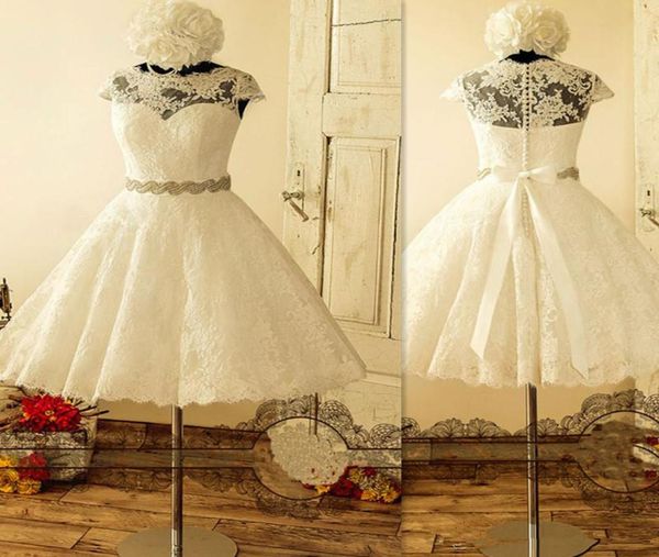 1950s vintage tea length lace wedding dress cap sleeve beading sash short a line short bridal gowns custom size1181951, White
1950s vintage tea length lace wedding dress cap sleeve beading sash short a line short bridal gowns custom size1181951, White