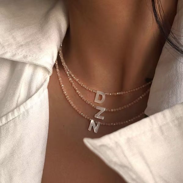 personalized shell beaded initial choker necklace 26 letter crystal beads clavicle chain women, Golden;silver
personalized shell beaded initial choker necklace 26 letter crystal beads clavicle chain women, Golden;silver