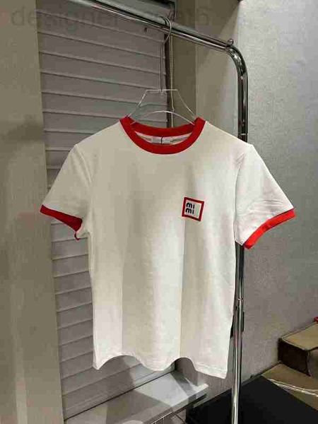 women's t-shirt designer mm23 spring/summer new red collar letter flocking t-shirt goddess fit temperament short sleeve for women ye6t, White
women's t-shirt designer mm23 spring/summer new red collar letter flocking t-shirt goddess fit temperament short sleeve for women ye6t, White