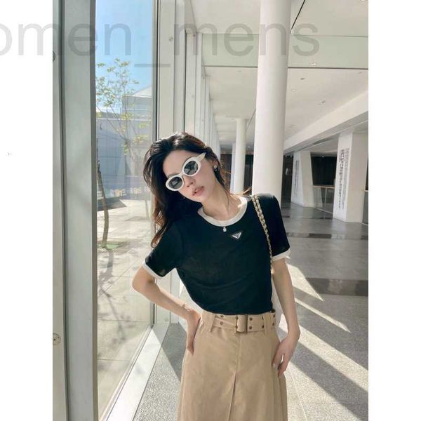 women's knits & tees designer 23 spring/summer new fresh style triangle decorative contrast color comfortable knitted age reducing vers, White
women's knits & tees designer 23 spring/summer new fresh style triangle decorative contrast color comfortable knitted age reducing vers, White