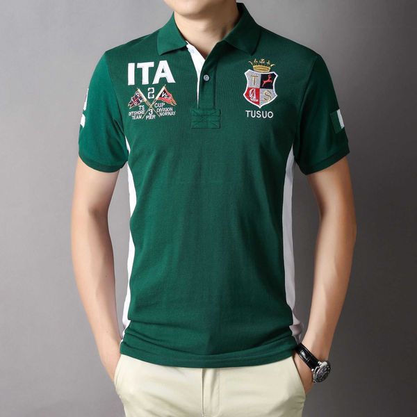 international new short sleeve polo shirt men's italian royal casual pure cotton embroidery slim fit green, White;black
international new short sleeve polo shirt men's italian royal casual pure cotton embroidery slim fit green, White;black