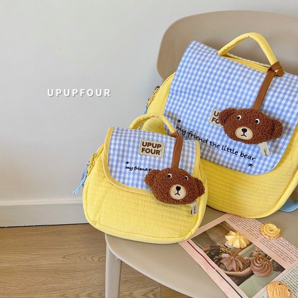 school bags children's backpack cute bear plaid boys and girls embroidered thread small parentchild mommy bag shoulder 230807
school bags children's backpack cute bear plaid boys and girls embroidered thread small parentchild mommy bag shoulder 230807