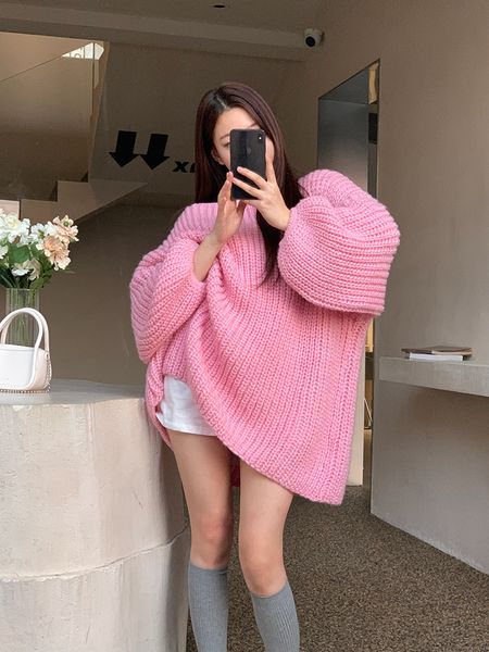 women's sweaters lazy wind loose pullover sweater women's autumn knitted pink long sleeved 230807, White;black
women's sweaters lazy wind loose pullover sweater women's autumn knitted pink long sleeved 230807, White;black