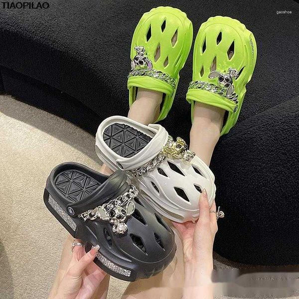 sandals summer outwear trend women's hole shoes thick sole machine armor baotou beach cool ladies slippers crystal female, Black
sandals summer outwear trend women's hole shoes thick sole machine armor baotou beach cool ladies slippers crystal female, Black