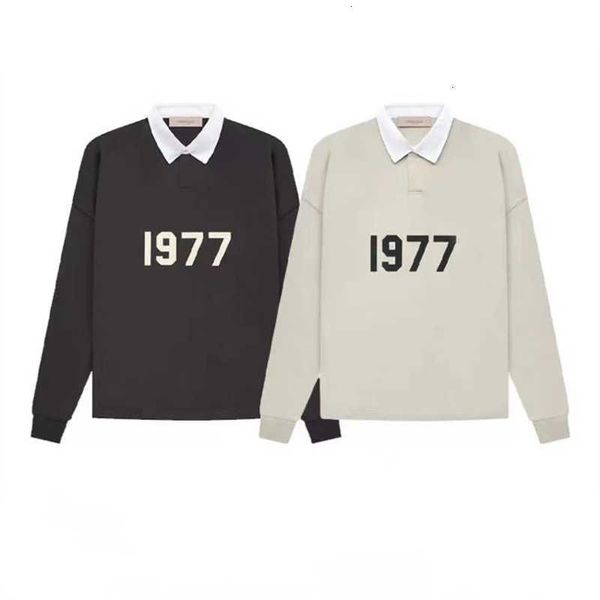 1977 polo collar sweater double thread esential american fashion casual loose two pieces, Black
1977 polo collar sweater double thread esential american fashion casual loose two pieces, Black