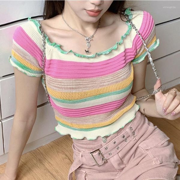women's t shirts crop women t-shirts panelled striped girls knit slim y2k clothes kpop fashion vintage harajuku slash neck camisetas, White
women's t shirts crop women t-shirts panelled striped girls knit slim y2k clothes kpop fashion vintage harajuku slash neck camisetas, White
