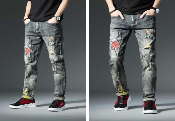 fashion vintage men jeans slim fit embroidery patch designer ripped jeans men hip hop pants streetwear biker2587247, Blue
fashion vintage men jeans slim fit embroidery patch designer ripped jeans men hip hop pants streetwear biker2587247, Blue