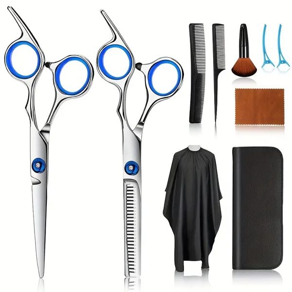 10-piece professional hair cutting scissors set - stainless steel thinning shears for barbers, salons, home, men, women, kids, and adults
10-piece professional hair cutting scissors set - stainless steel thinning shears for barbers, salons, home, men, women, kids, and adults