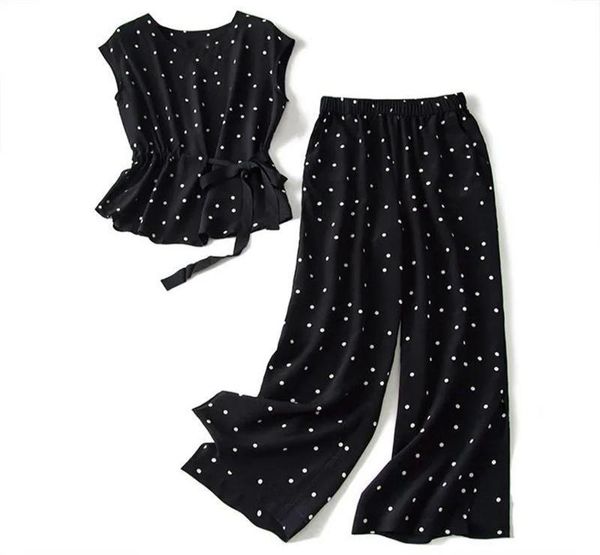 women039s two piece pants matching suit polka dot chiffon trousers twopiece large size 2022 summer korean fashion retro casual6664015, White
women039s two piece pants matching suit polka dot chiffon trousers twopiece large size 2022 summer korean fashion retro casual6664015, White
